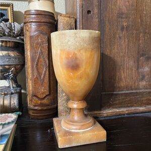 Vintage Brown Alabaster Lamp or Vase